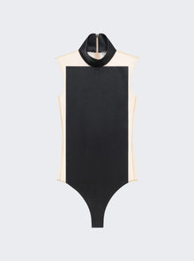Women | Courrèges | Illusion Mockneck Bodysuit Sand And Black | Multi