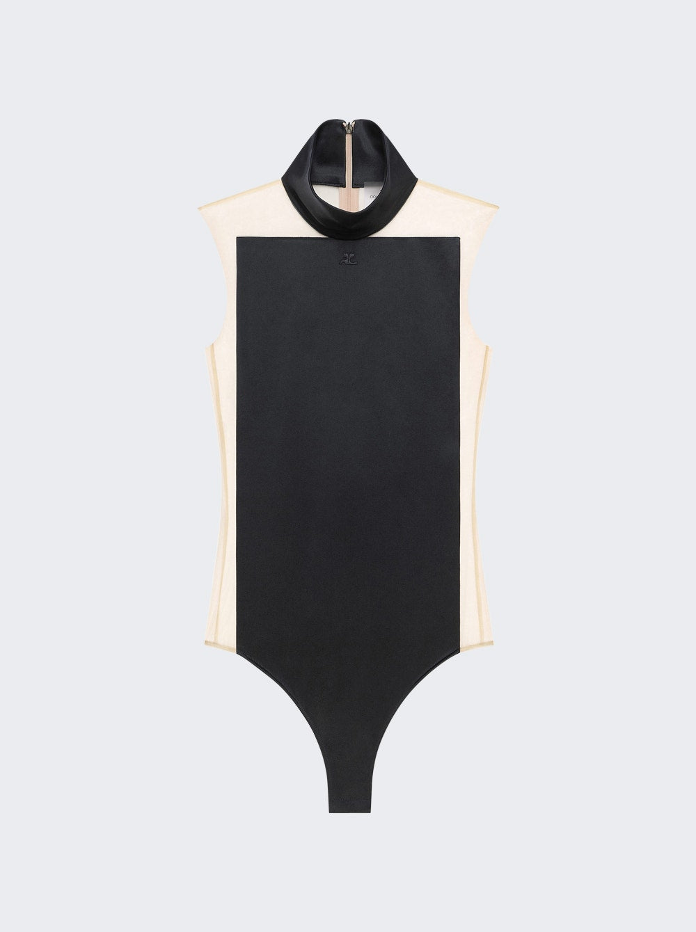 Women | Courrèges | Illusion Mockneck Bodysuit Sand And Black | Multi