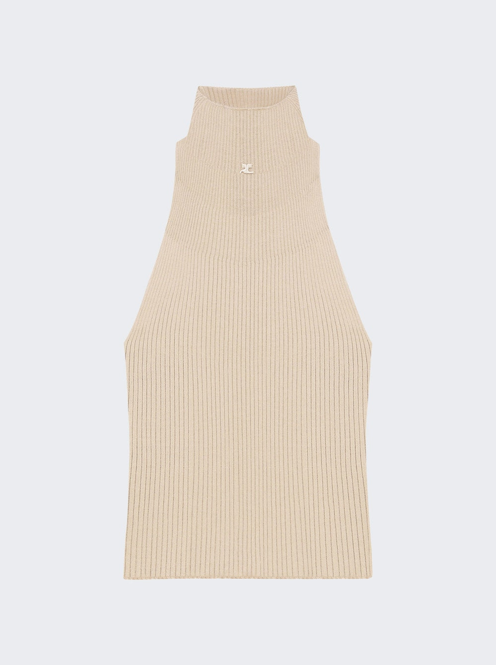 Women | Courrèges | Mockneck Light Rib Top Capuccino | Tan