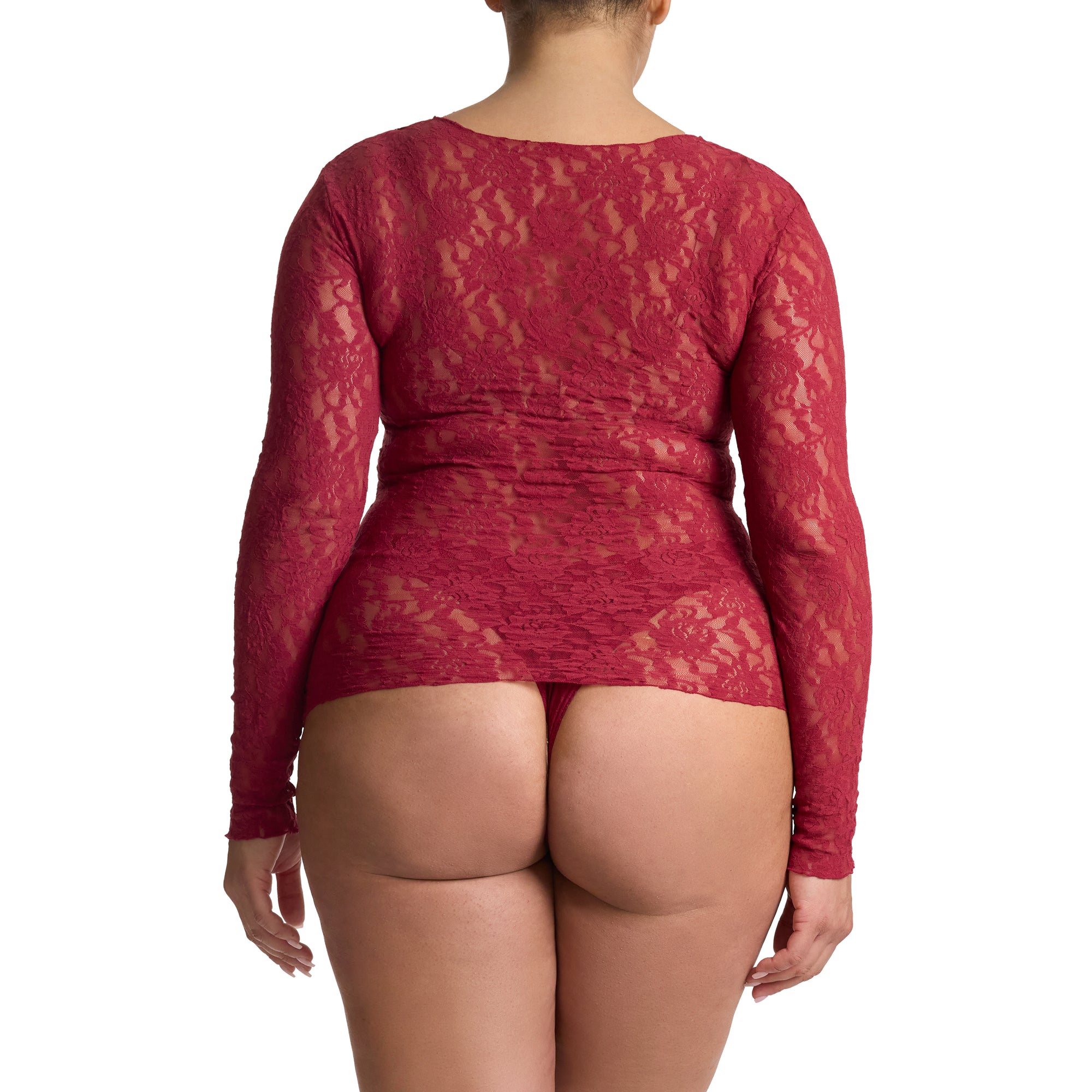 Plus Size Signature Lace Long Sleeve Top | Wild Berries (Red)