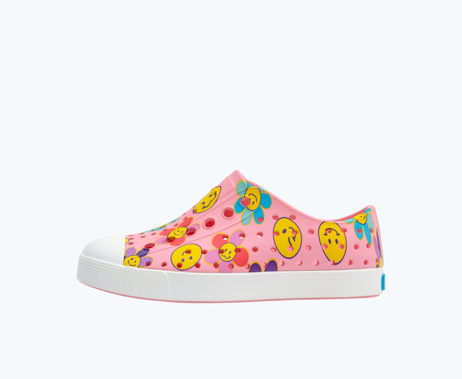 Side view of a Native Shoes Kids Jefferson Print Kids | Princess Pink/ Shell White/ Haze Sunpetal Footwear