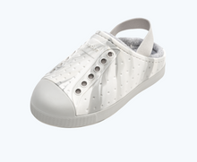 Angled view of a Native Shoes Kids Jefferson French Terry Kids | Hyams Grey Marble/ Hyams Grey Footwear