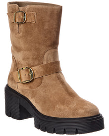 Stuart Weitzman | Womens | Soho Moto Suede Bootie | Khaki