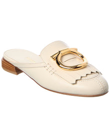 Ferragamo | Womens | Gancini Leather Mule | White