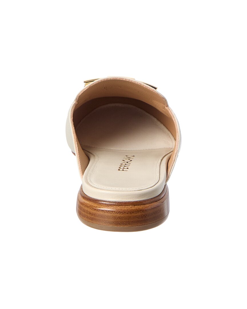 Ferragamo | Womens | Gancini Leather Mule | White