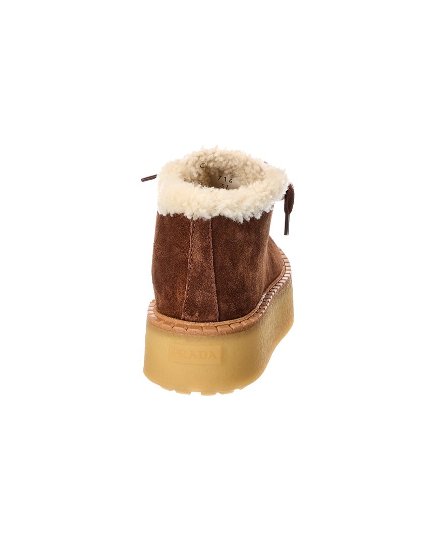 Prada | Womens | Suede Platform Boot | Brown