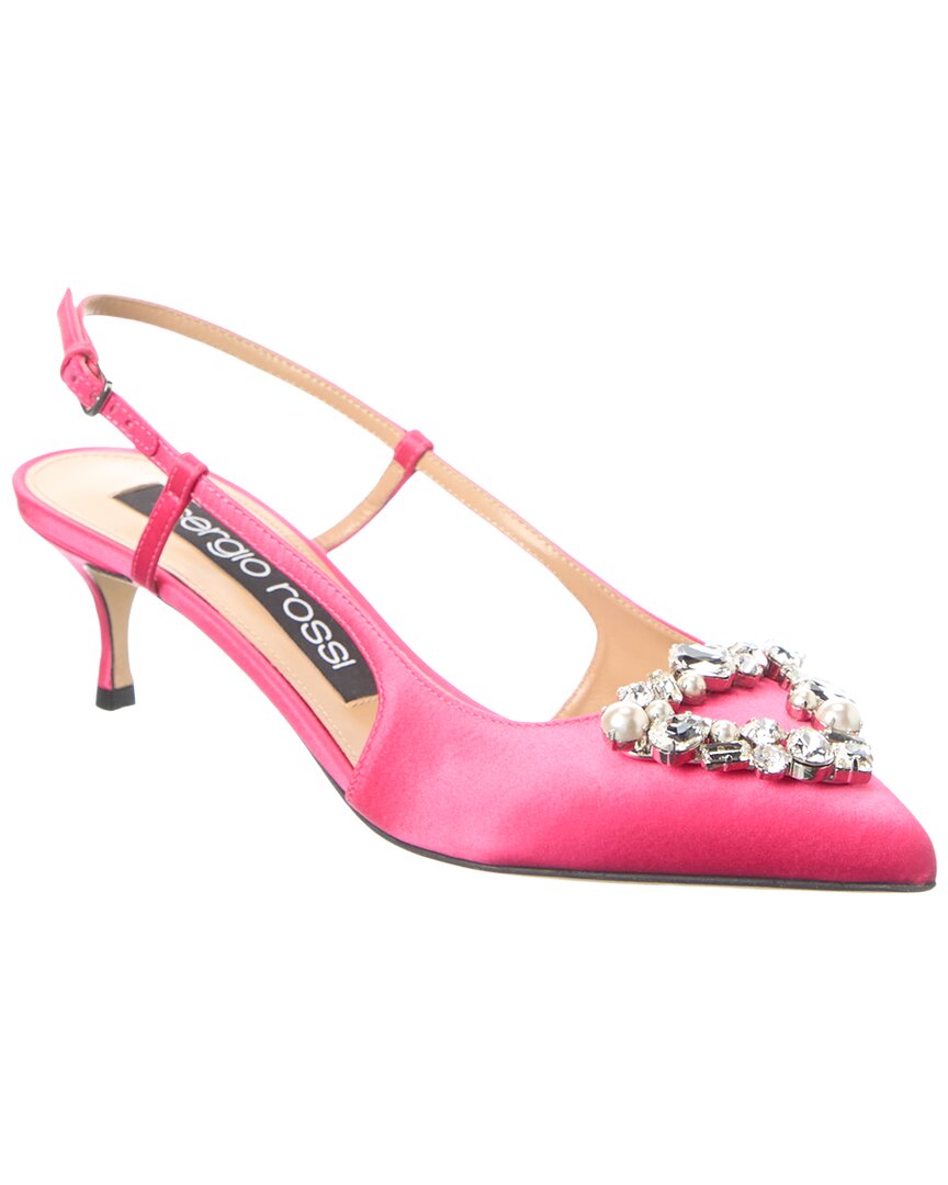 Sergio Rossi | Womens | Godiva Satin Slingback Pump | Pink