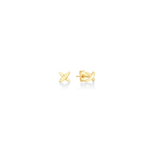 14k gold Stitch Stud Earrings on a white background