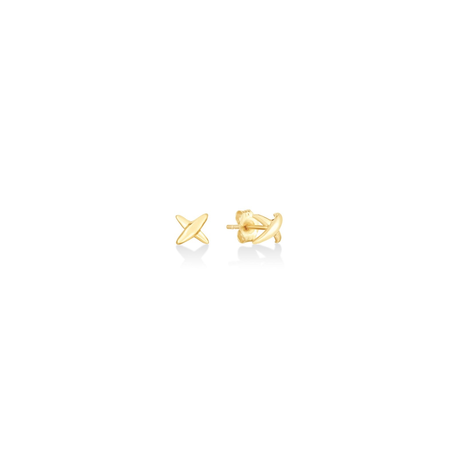 14k gold Stitch Stud Earrings on a white background