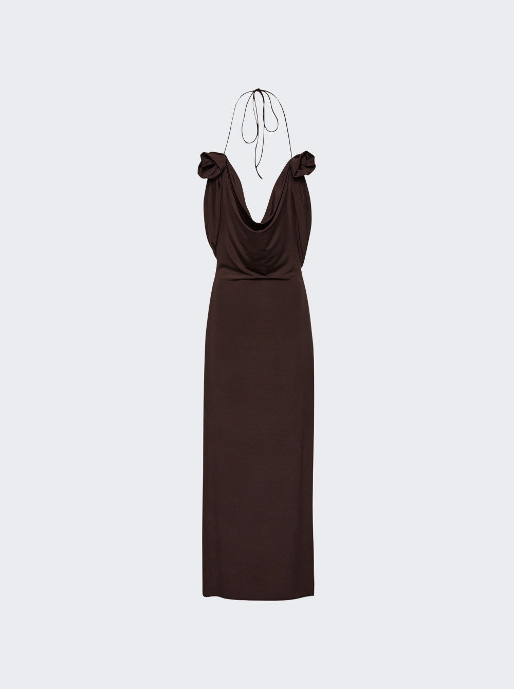 Women | Magda Butrym | Draped Cowl Neck Midi Dress | Brown