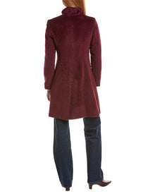 Sofia Cashmere | Womens | Stand Collar Wool & Alpaca-Blend Coat | Red