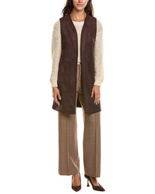 T Tahari | Womens | Open Front Vest | Brown