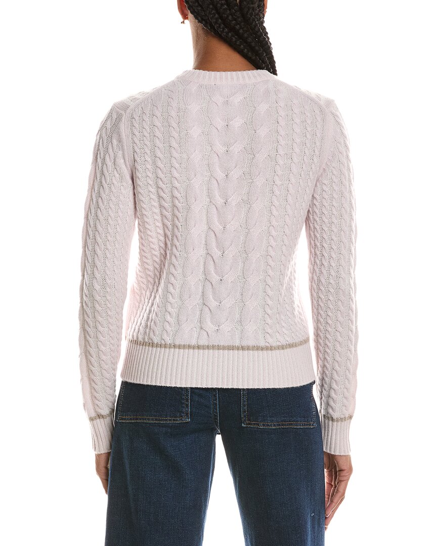 Forte Cashmere | Womens | Plaited Tipped Cable Crew Cashmere Sweater | Pink