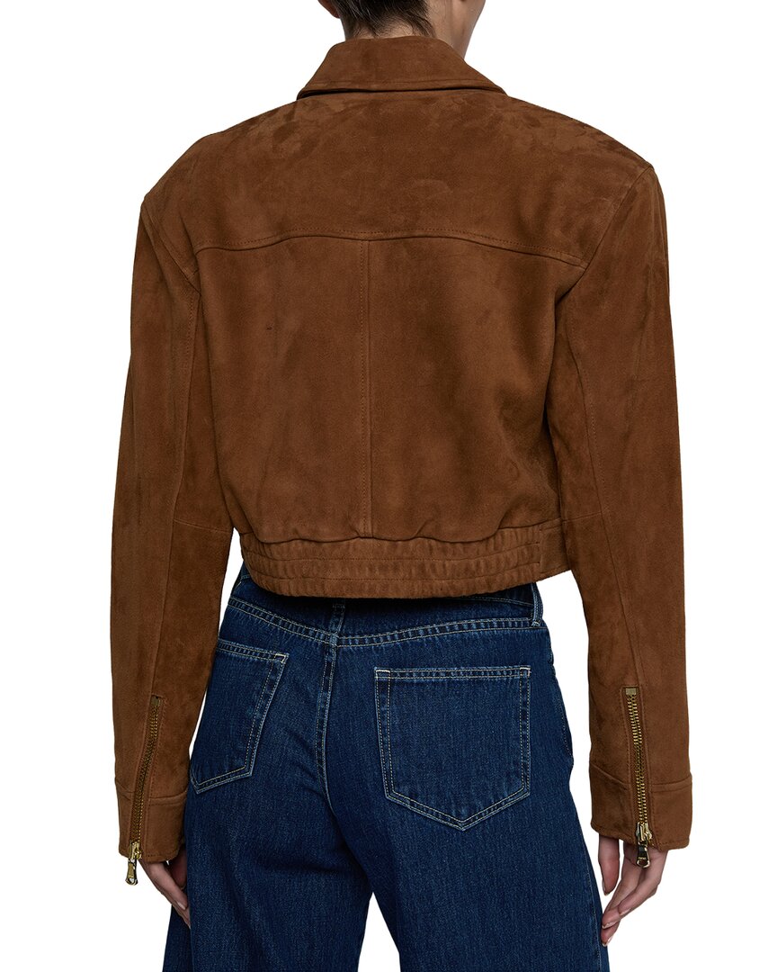 L'AGENCE | Womens | Micah Oversized Collared Suede Jacket | Brown