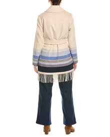 Tommy Bahama | Womens | Wooly Stripe Wool-Blend Wrap Coat | Brown