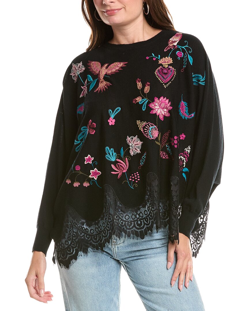 Johnny Was | Womens | The Lace Oversized Wool Pullover | Black