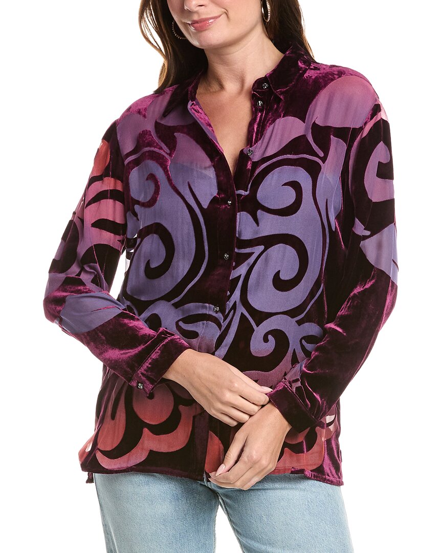 Johnny Was | Womens | Bess Button-Down Silk-Blend Shirt | Black