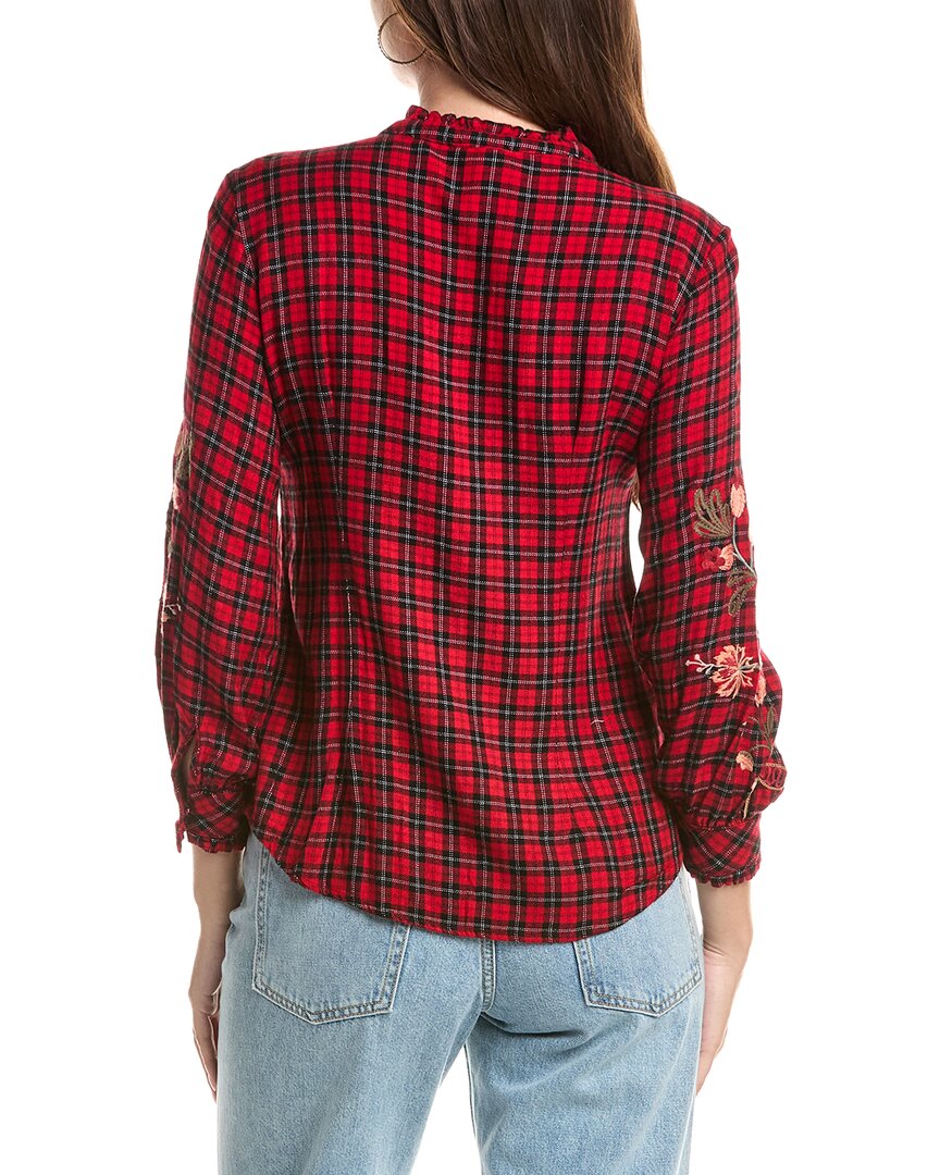 Johnny Was | Womens | Petite Ruffle Collar Blouse | Red