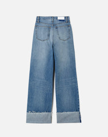 Womens | High Rise Wide Leg Cuff | Vintage Biker Blue