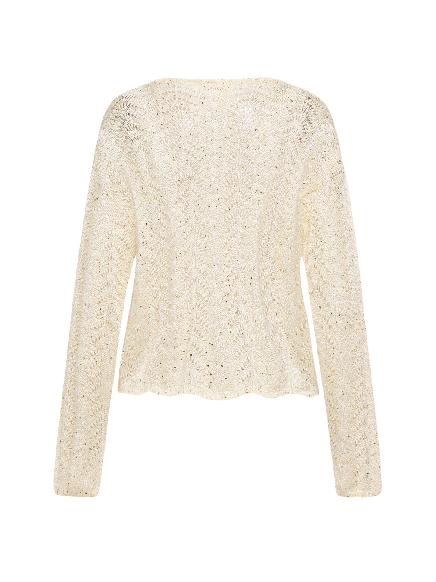 Sequin Embroidery Designer Cropped Knit Top | White
