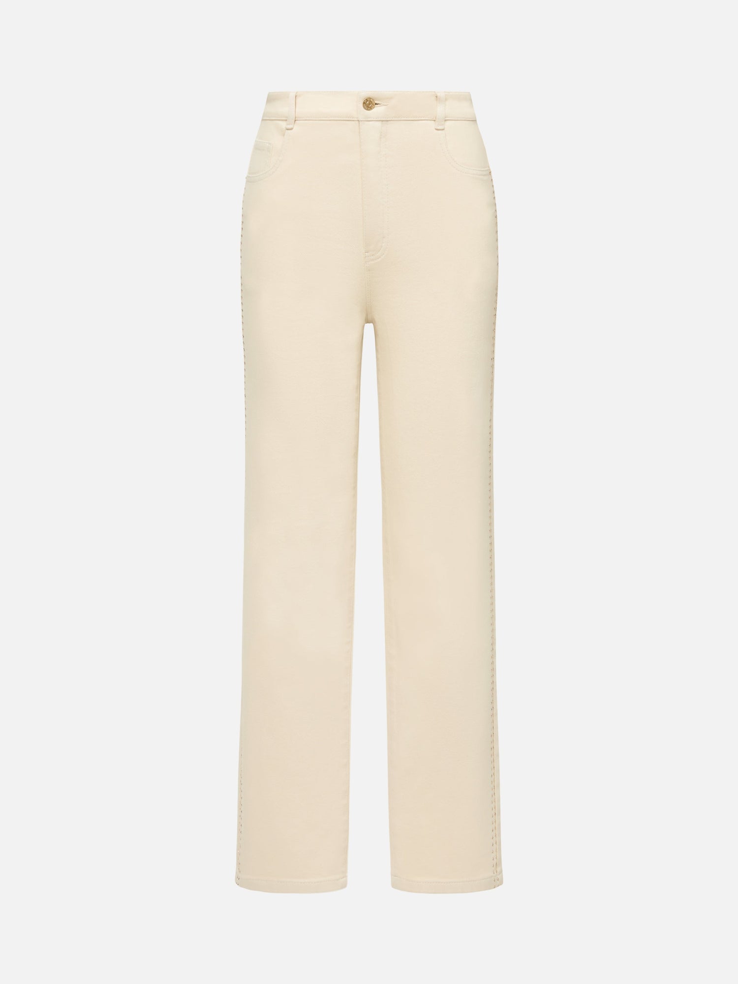 High-Waisted Straight-Leg Jean | Beige