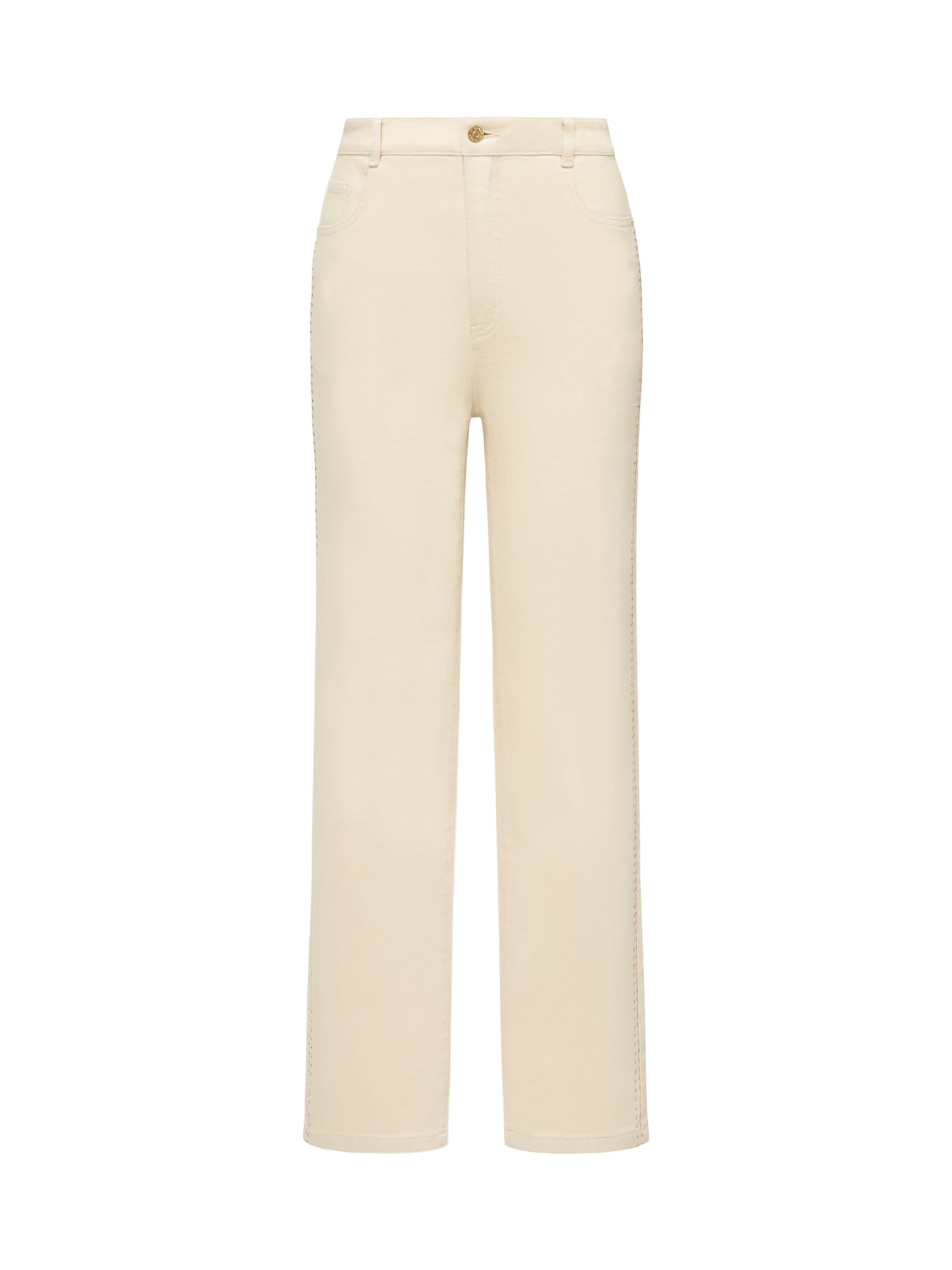 High-Waisted Straight-Leg Jean | Beige
