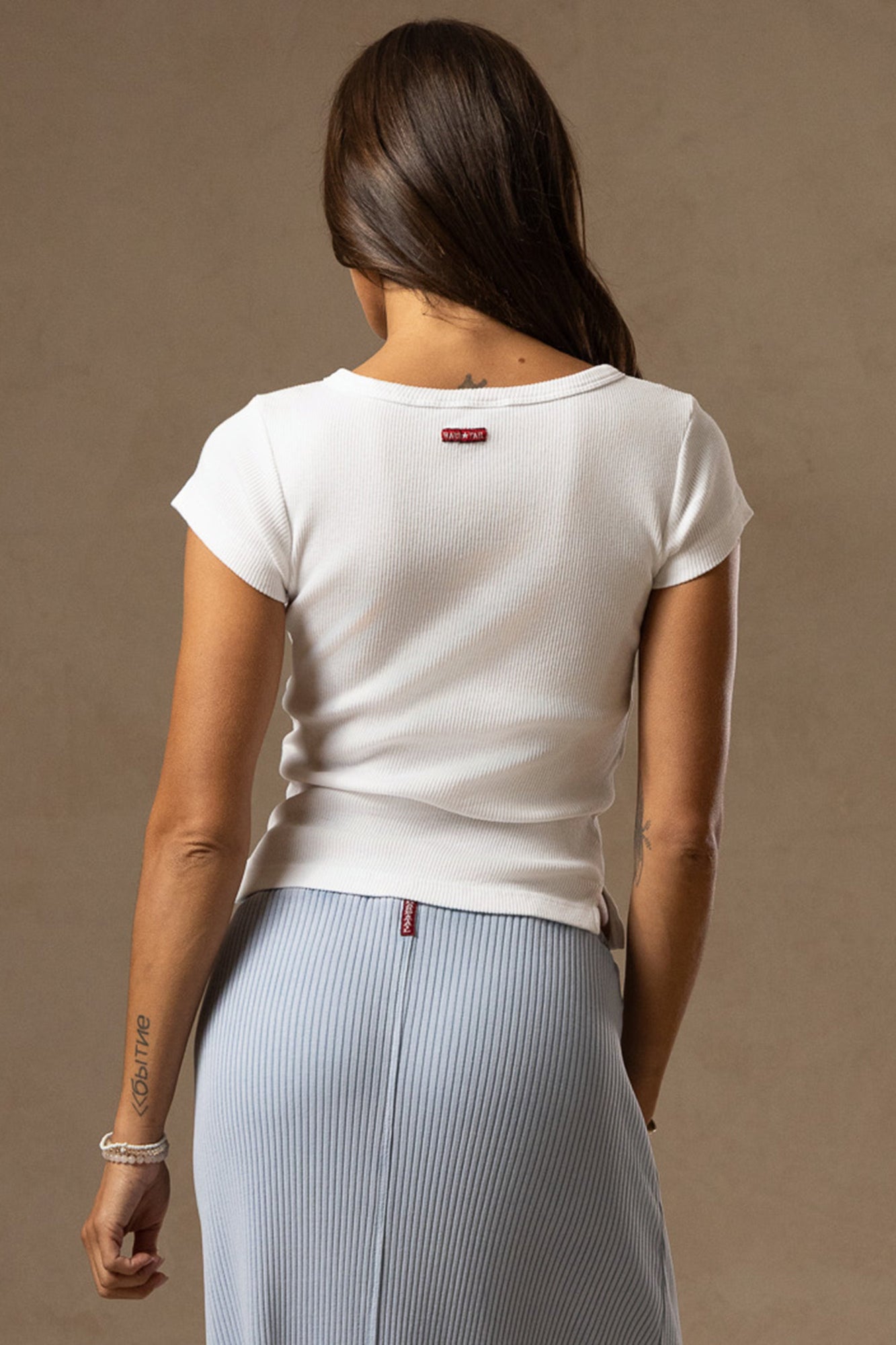 Women | Vintage Ribbed Side Slit Baby Tee | White