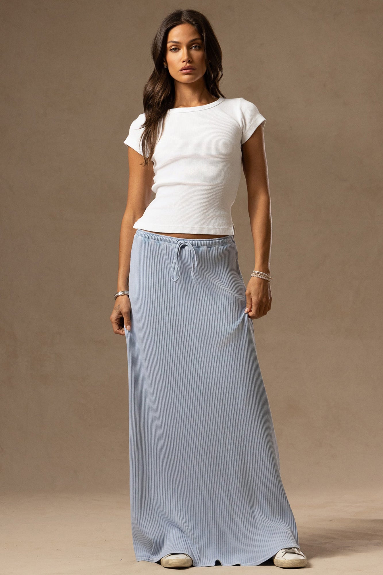 Women | Vintage Ribbed Side Slit Baby Tee | White
