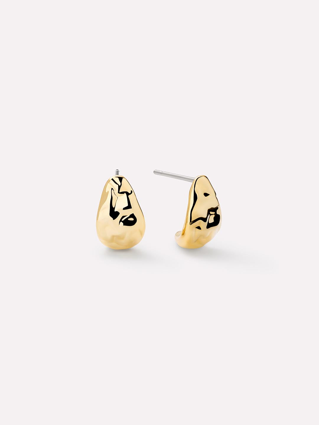 14K Gold Plated Sterling Silver Teardrop Textured Stud Earrings For Women Sarah Huggie Studs