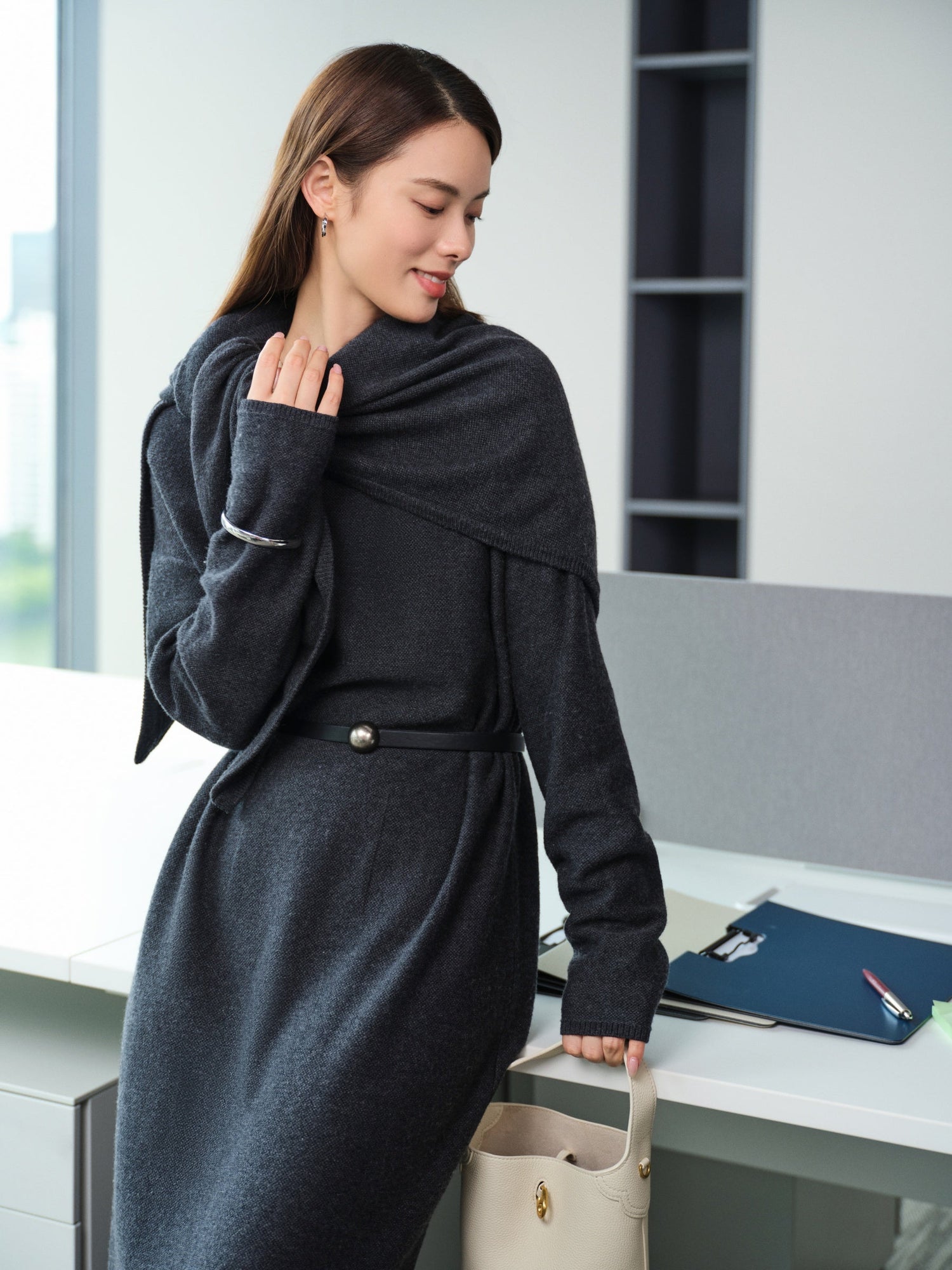 Wool Cashmere Knit Skirt | Grey