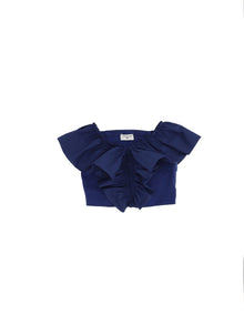 Girls | Poplin Top With Ruffles | Electric Blue