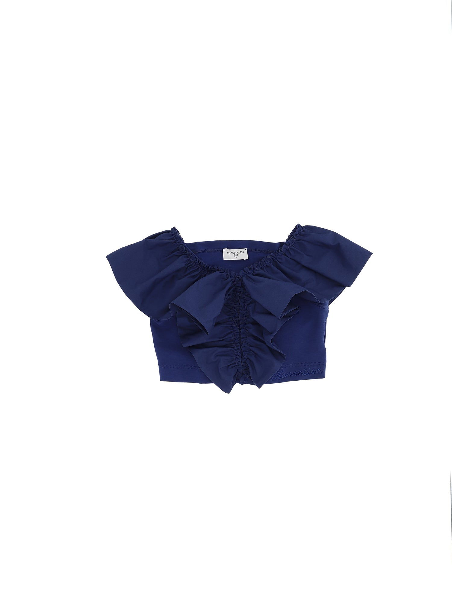 Girls | Poplin Top With Ruffles | Electric Blue