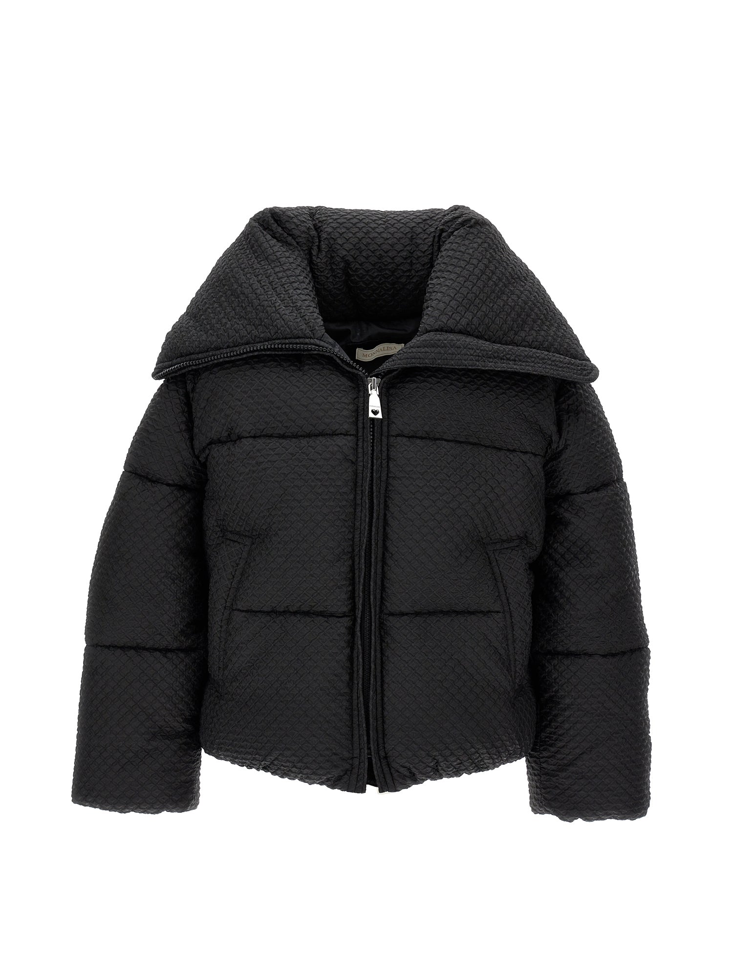 Girls | Short Embossed Nylon Down Jacket | Black