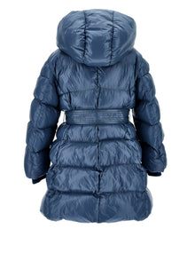Girls | Padded Coat With Ribbon Belt | Ocean