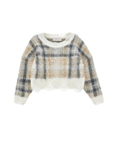 Girls | Tartan Sweater | Grey/Camel