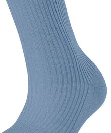 Womens | Shiny Rib Socks | Ice Blue