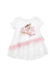 Girls | Maxi T-Shirt Bambi With Rhinestones | White/FairyTale Pink