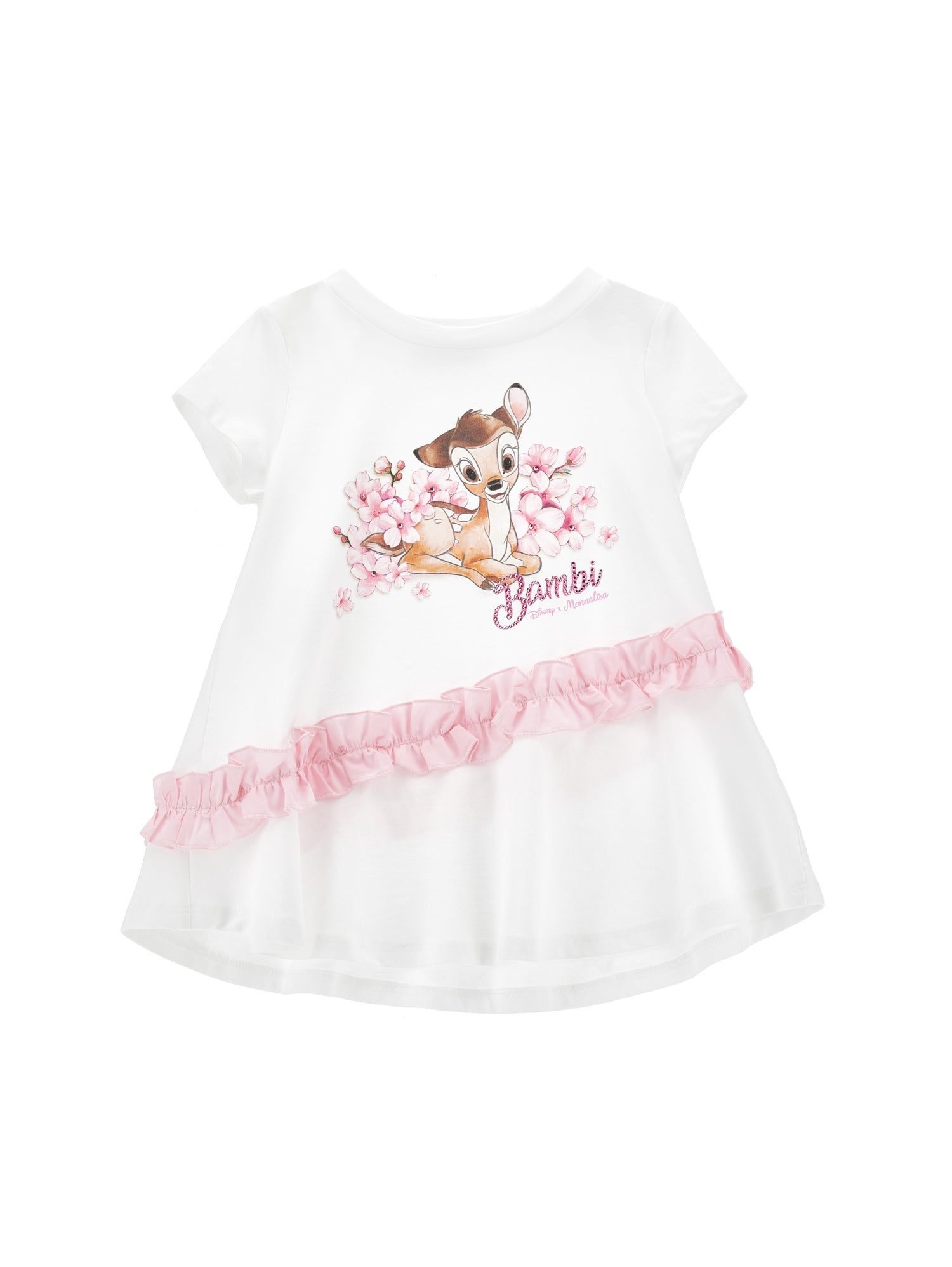 Girls | Maxi T-Shirt Bambi With Rhinestones | White/FairyTale Pink