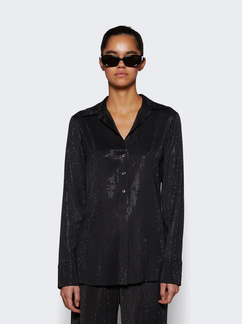 alexanderwang | Crystal Hotfix Slim Shirt Washed Charcoal