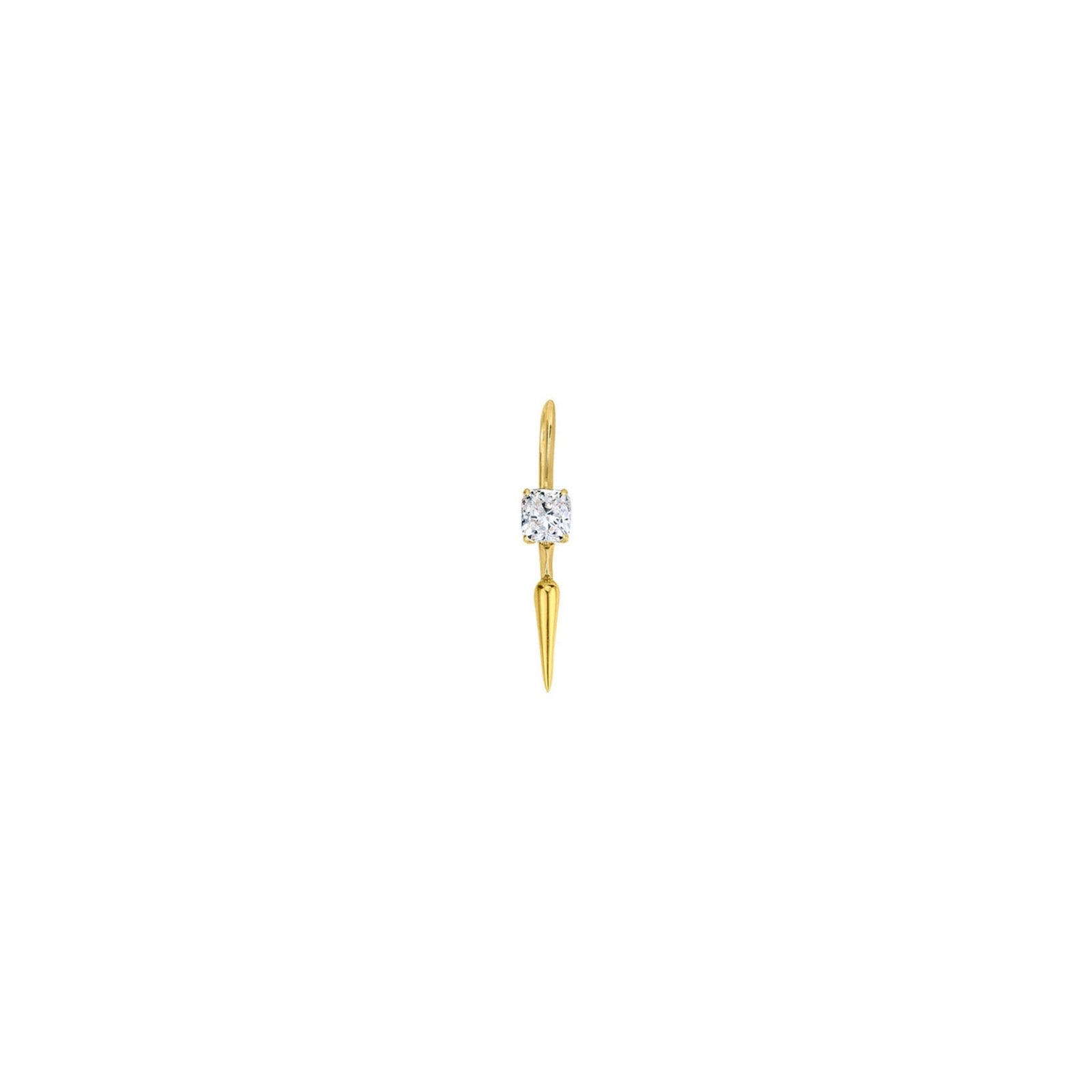 14k gold Single Diamond Drop Earrings in Cushion cut