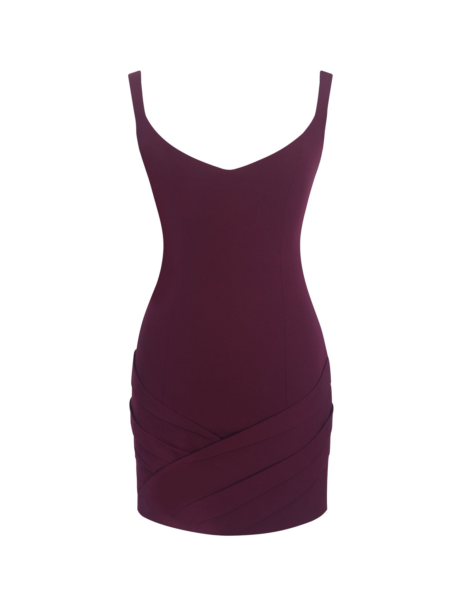Tori Pleated Mini Dress with Chiffon Scarf | Wine Red