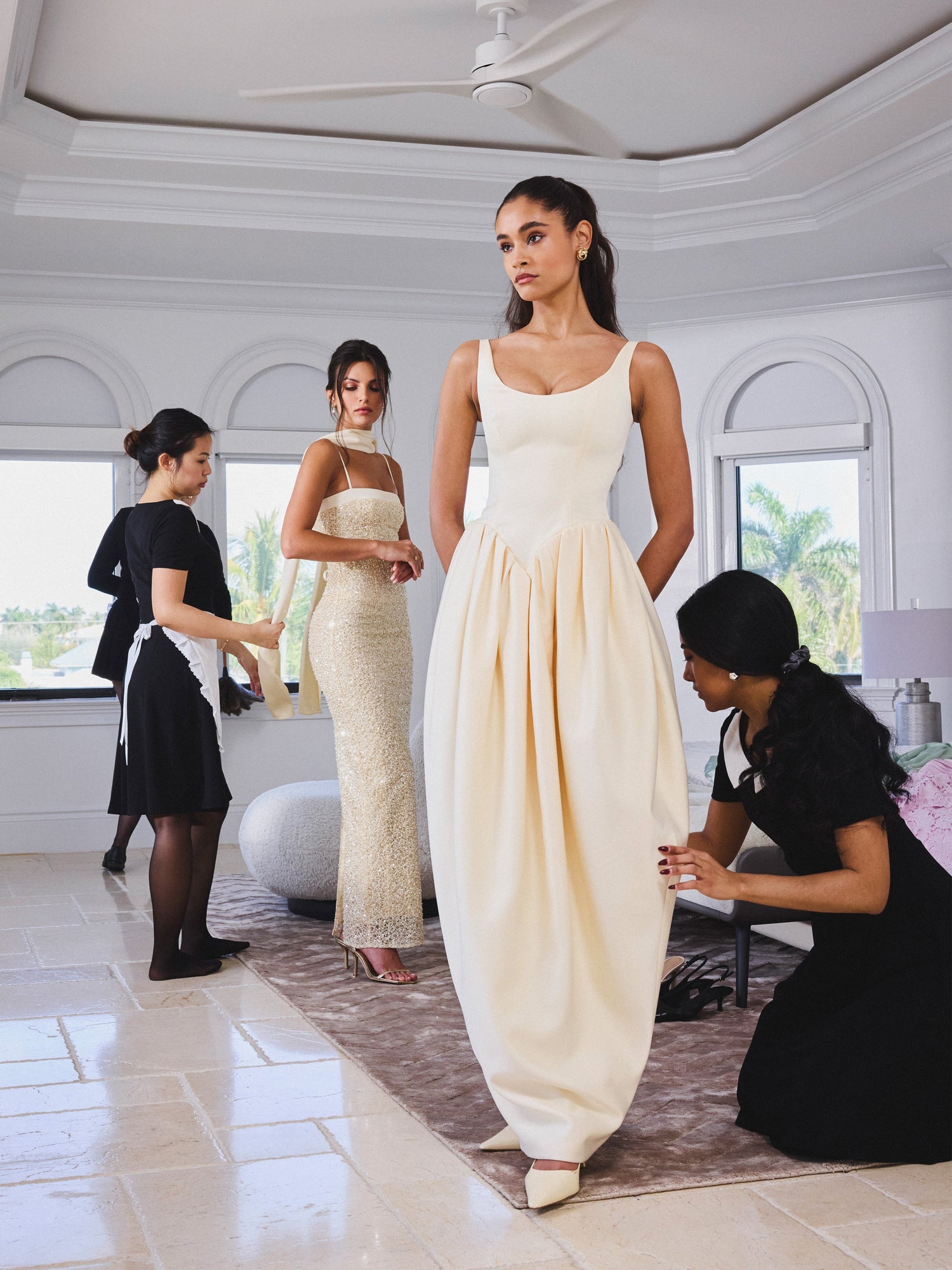 Udana Drop Waist Tulip Gown | Butter Yellow