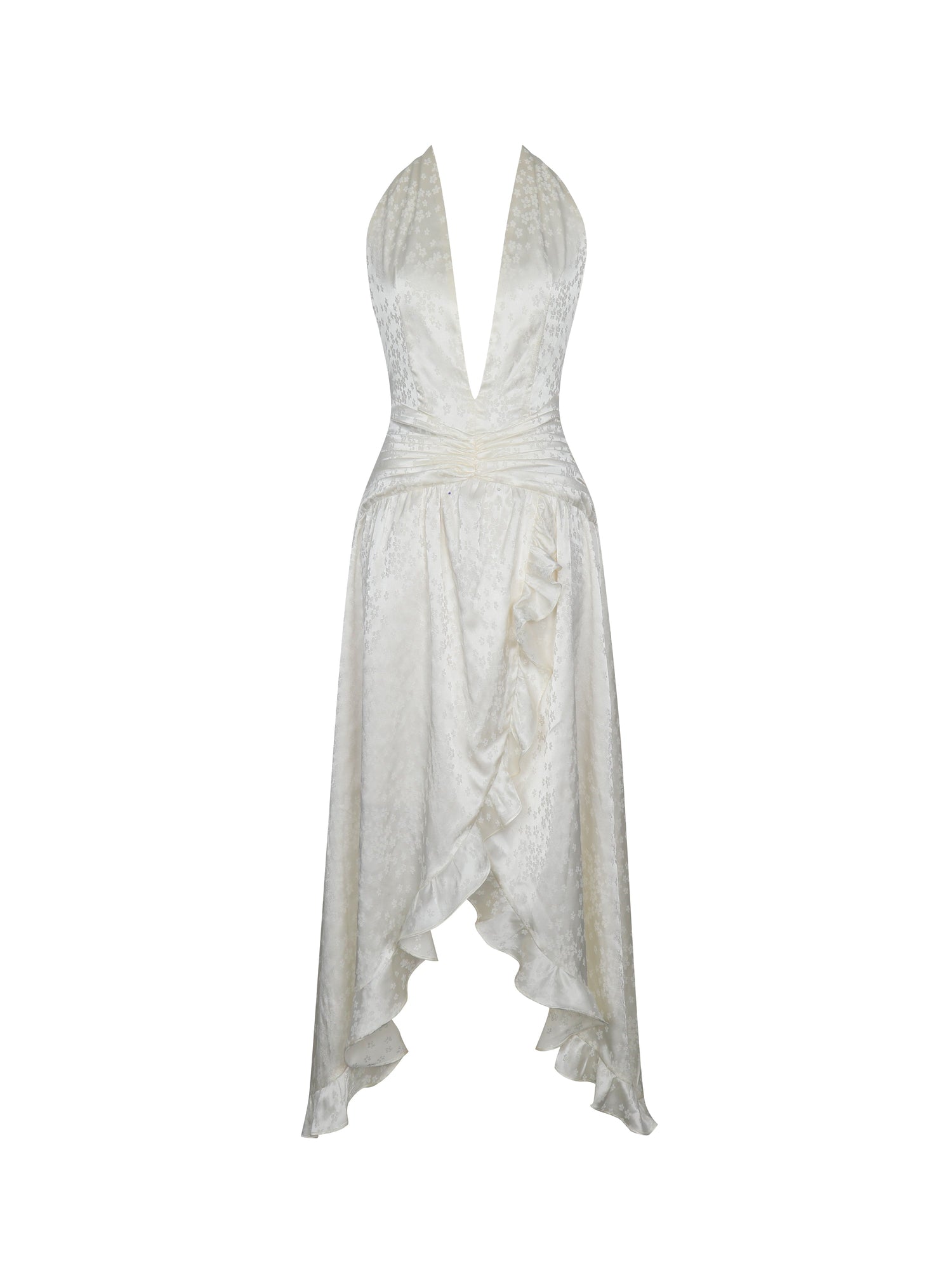 Nalani Ruffled Halter Maxi Dress | Floral Ivory