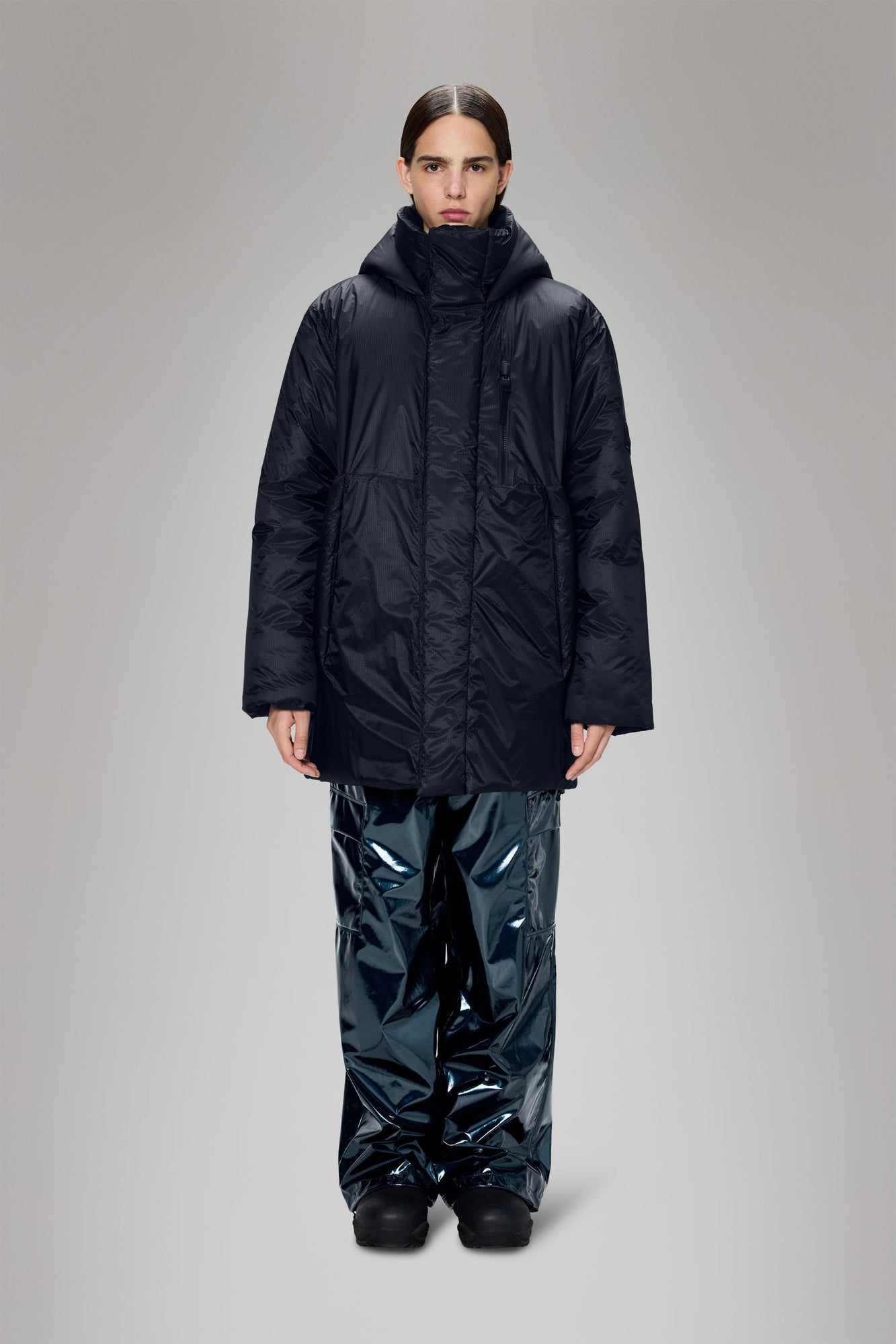 RAINS Torna Insulated Long Jacket Navy Jacket