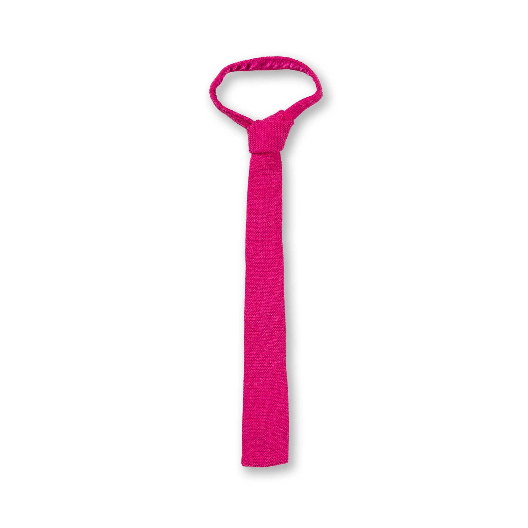 Mens | Square Knitted Tie | Hot Pink