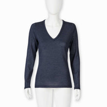 Womens | V Neck Sweater | Navy Melange