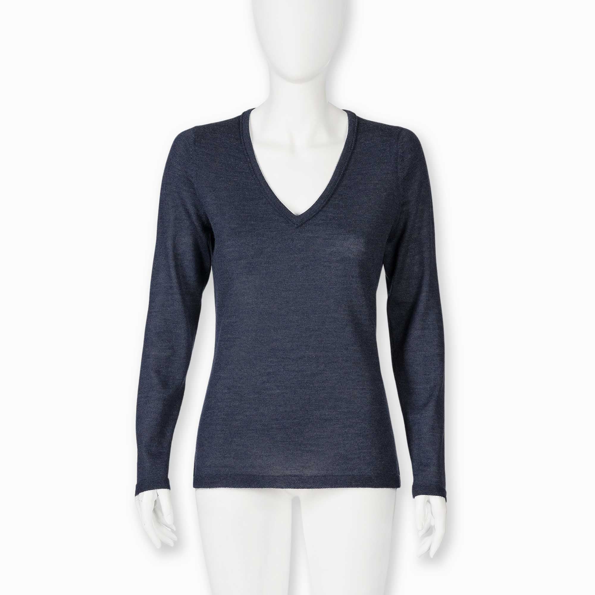 Womens | V Neck Sweater | Navy Melange