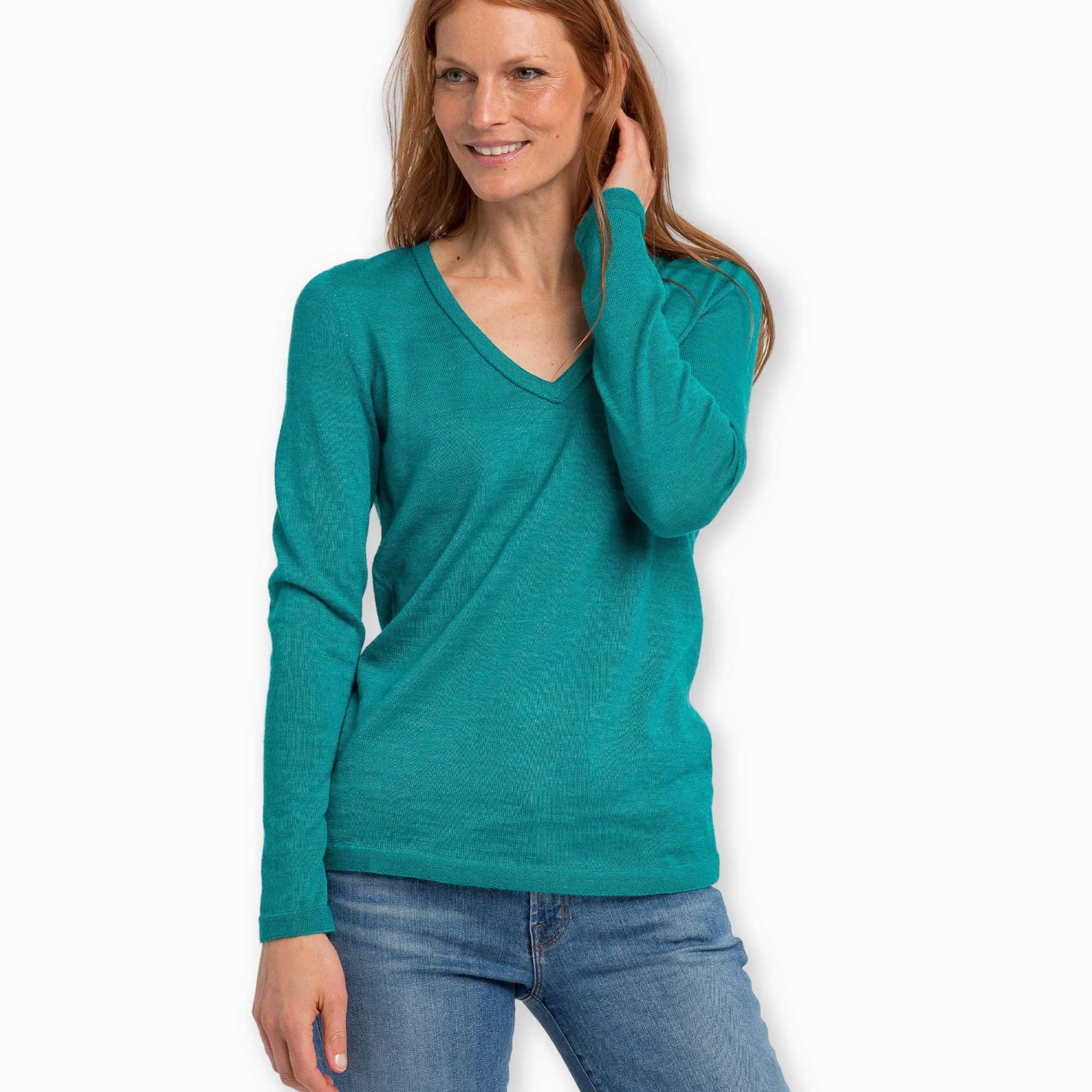 Womens | V Neck Sweater | Turquoise