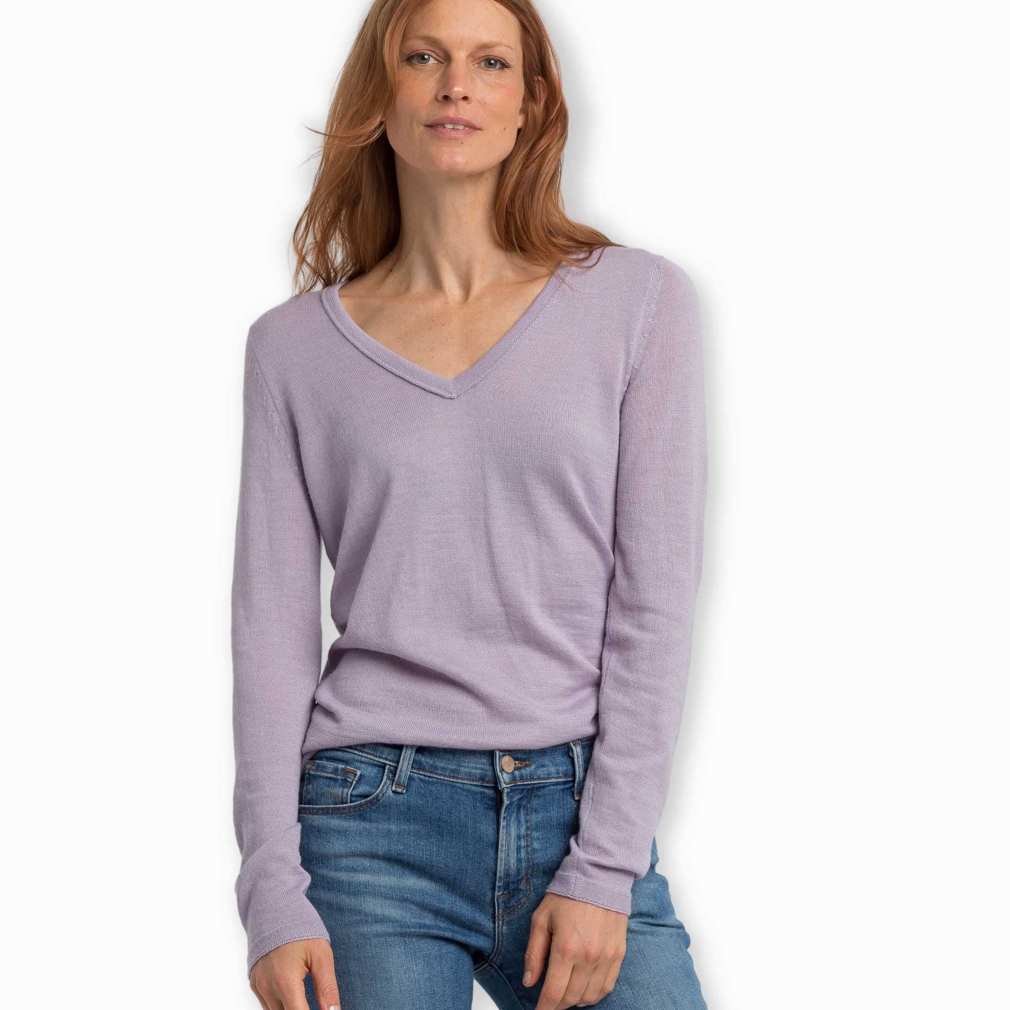 Womens | V Neck Sweater | Lavender