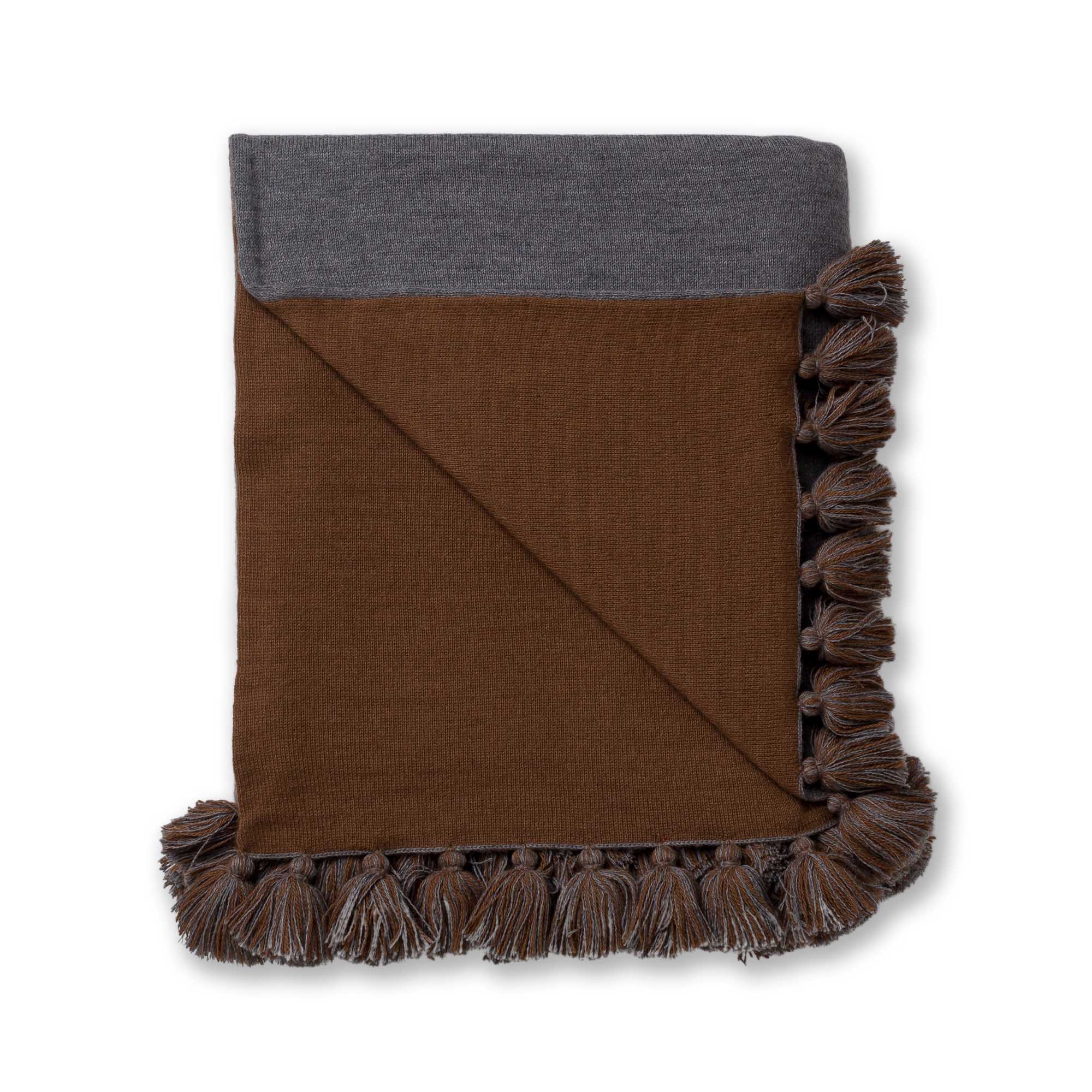 Home | Sydney Bed Blanket | Dark Grey / Cognac